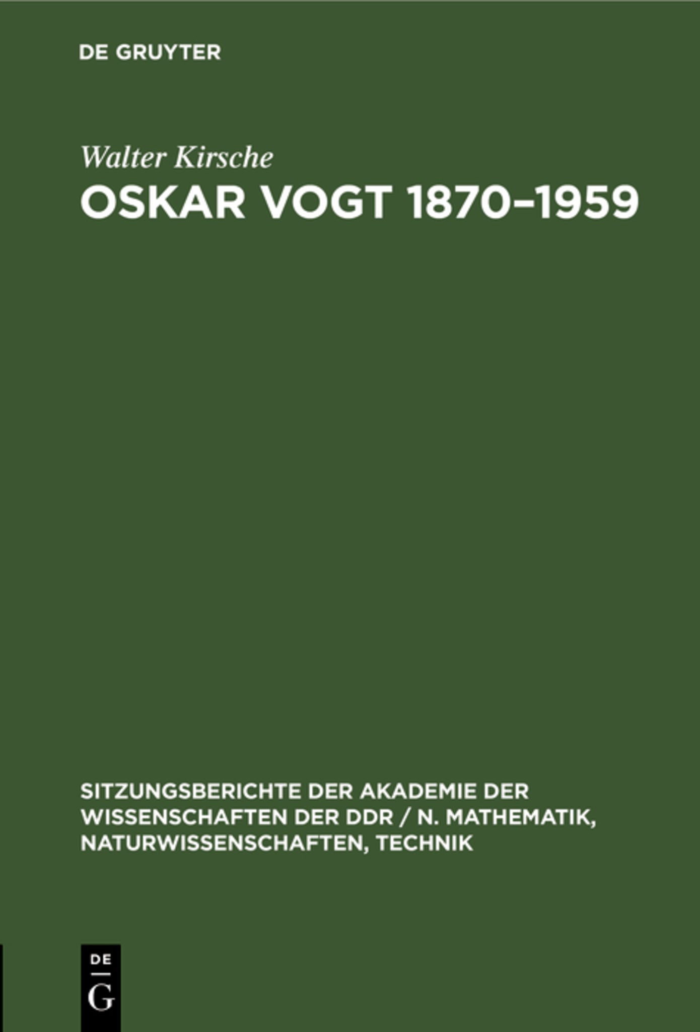 Oskar Vogt 1870–1959